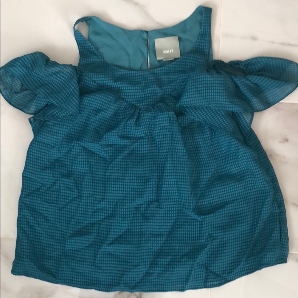 Turquoise anthropologie off the shoulder blouse